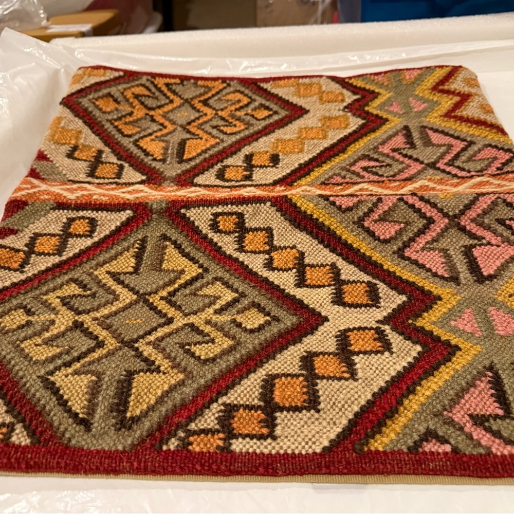 Pottery Barn Tribal Kashan Kilim Pillow Cover, Wool, 18”